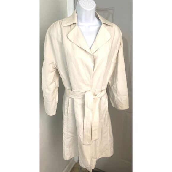 Brunello Cucinelli Beige Linen/Cotton Trench Coat Women’s Hidden Buttons SZ 44/8 - Picture 1 of 11